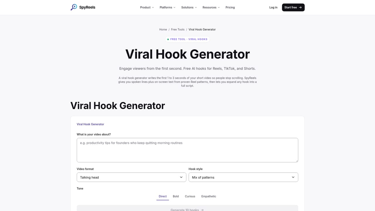 SpyReels — Sharpen the hook and plan shots