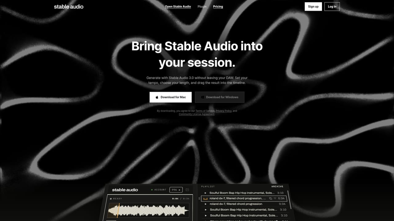 Stable Audio — Move into your DAW with the plugin
