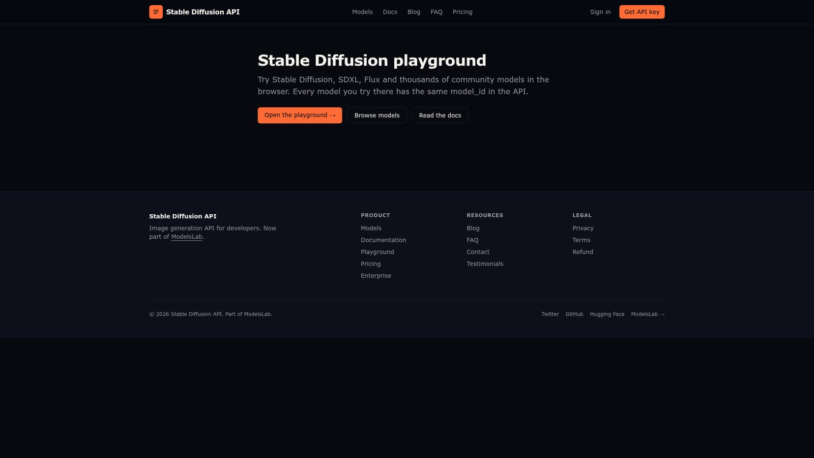 Stable Diffusion API — Open the playground