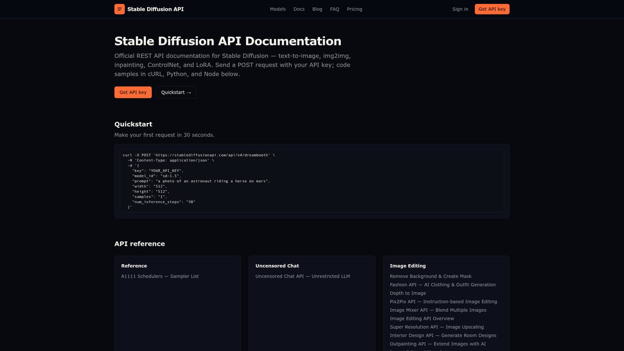 Stable Diffusion API — Read the docs and call the API