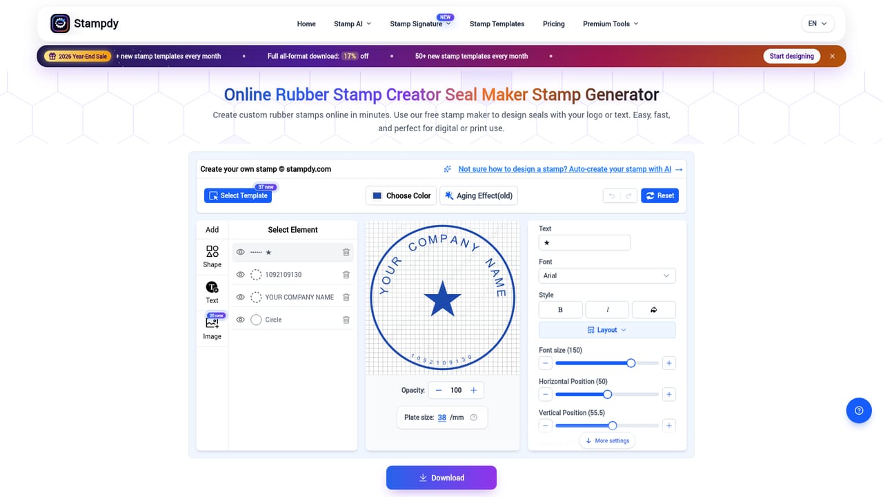 Stampdy — Rebuild in the editor for print formats
