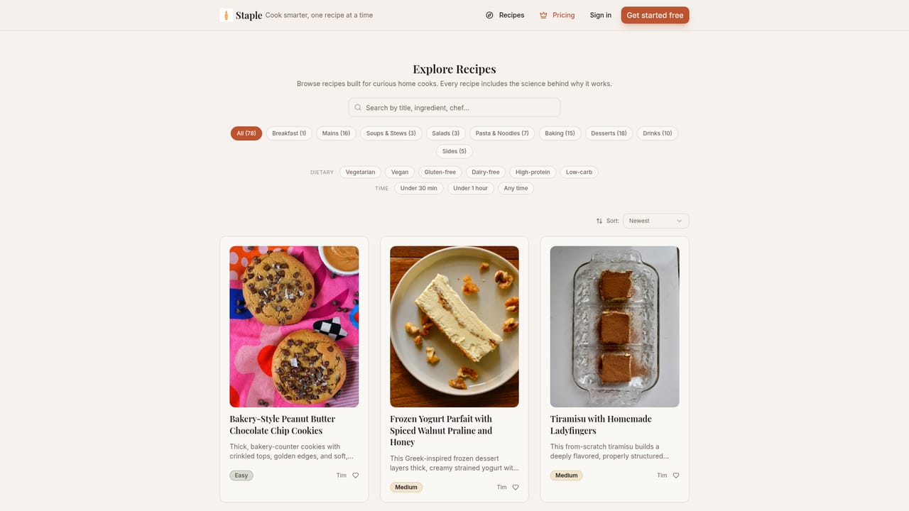 Staple — Browse the public recipe library for examples