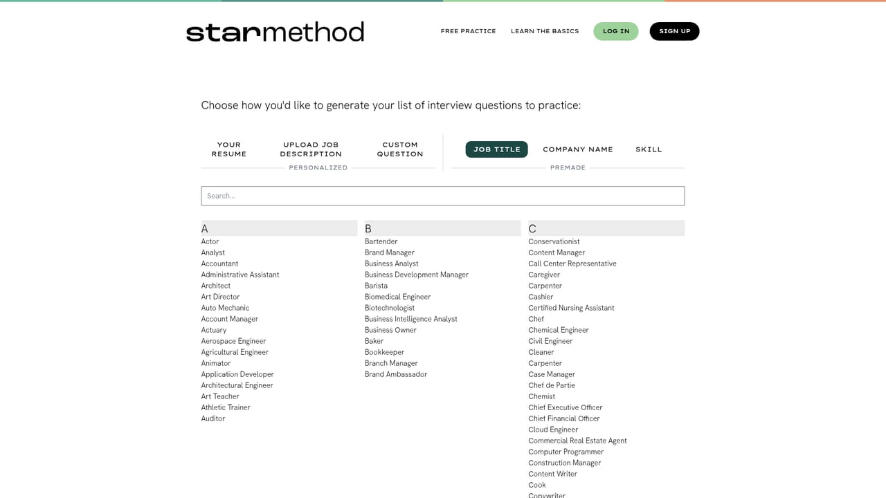 Star Method Coach — Pick a target job title or skill