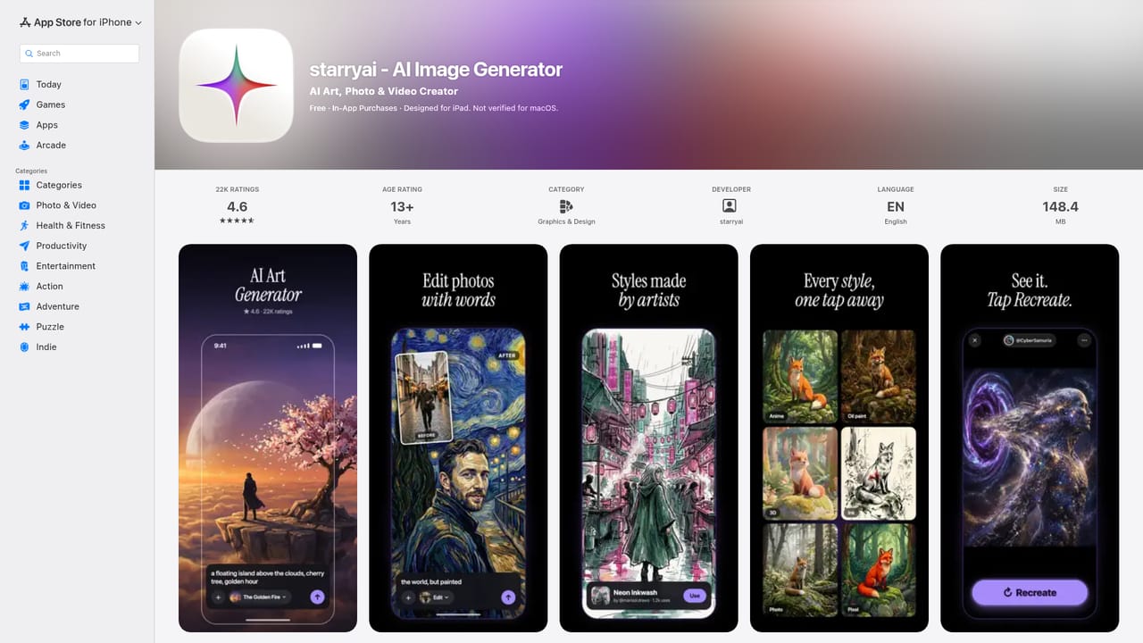 starryai — Install the mobile app if you prefer
