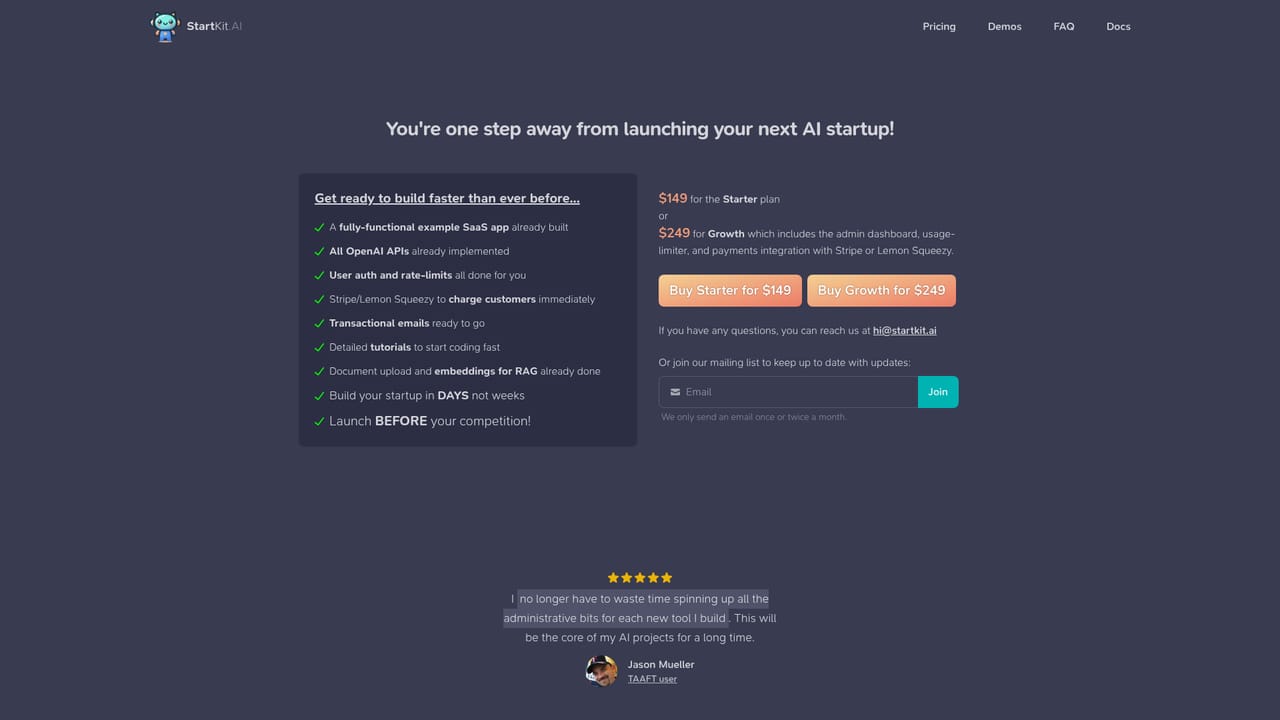 StartKit — Choose a plan and complete checkout