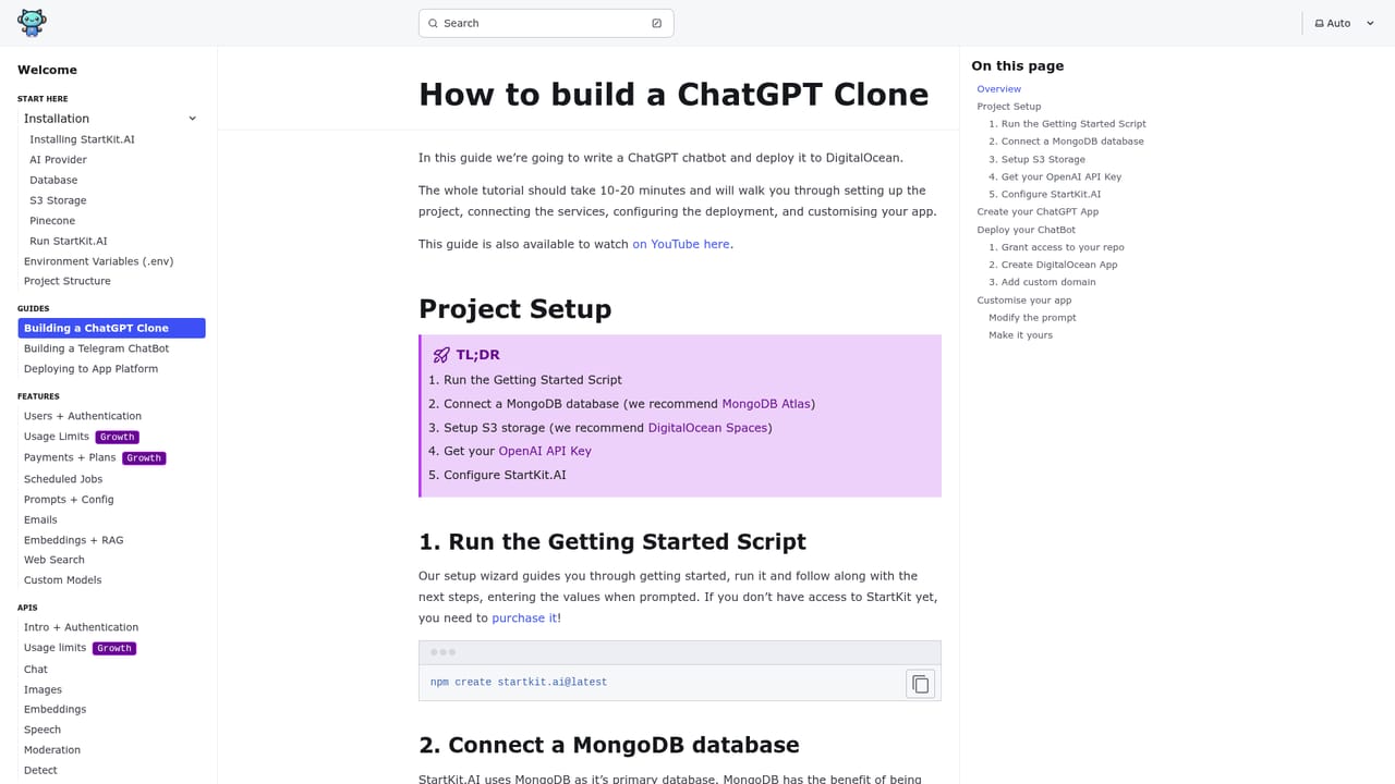 StartKit — Follow the ChatGPT clone guide