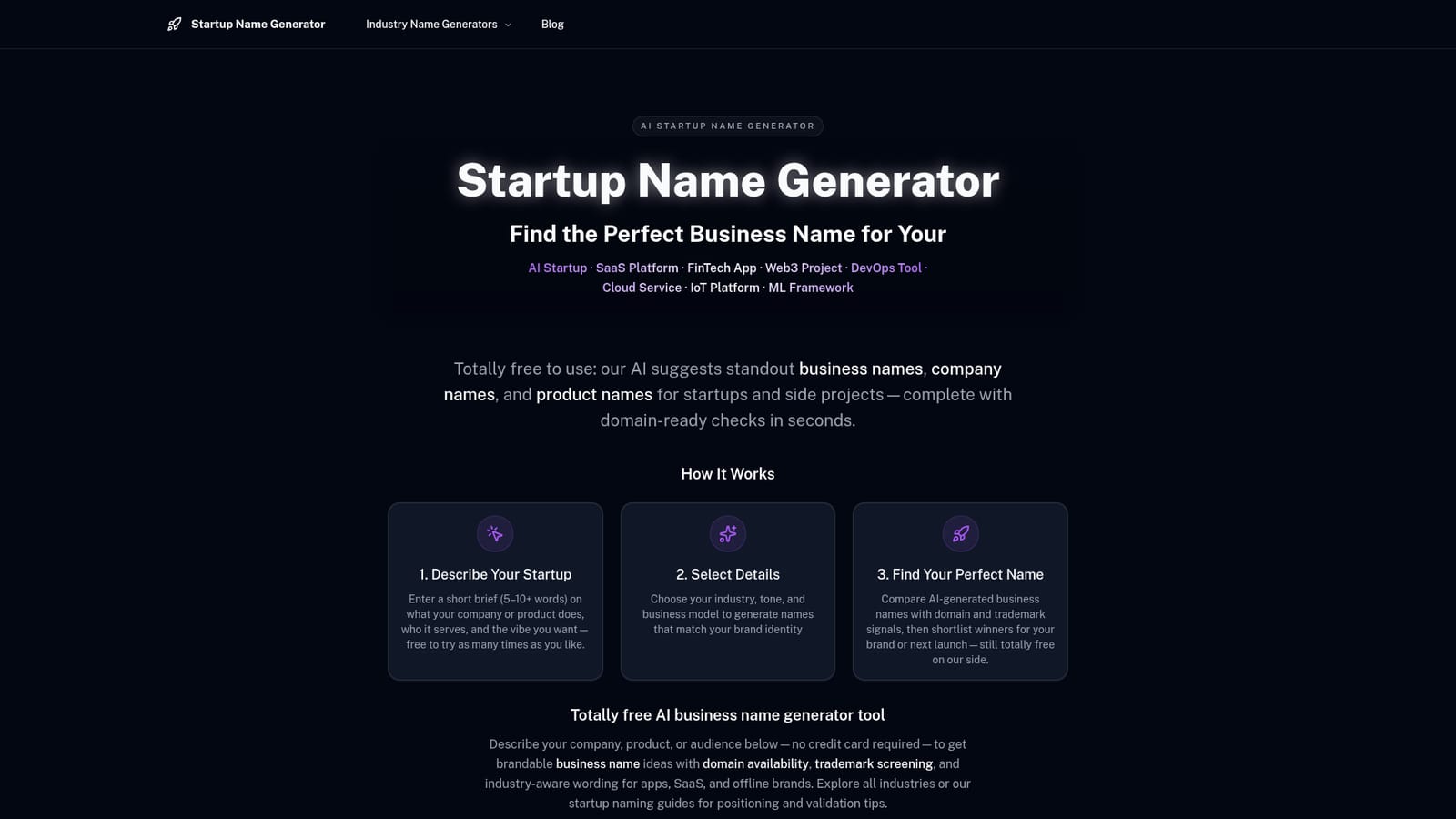 Object Names List StartupNameGenerator - Content Generation AI Tool | aiwizard