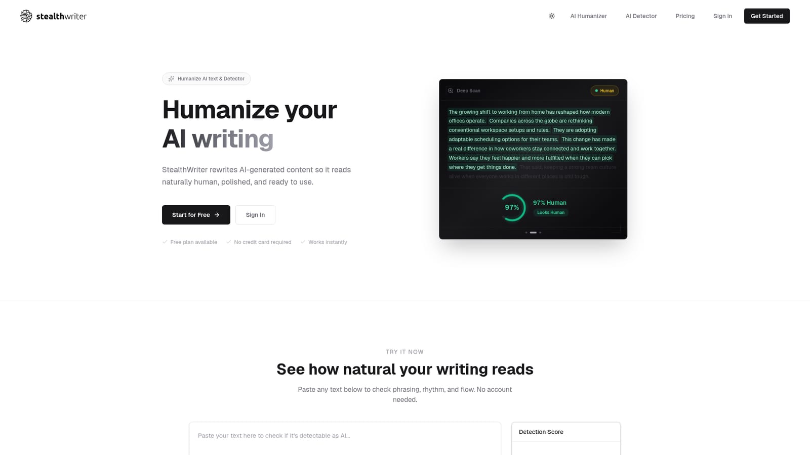 StealthWriter — Scan your draft for AI signals
