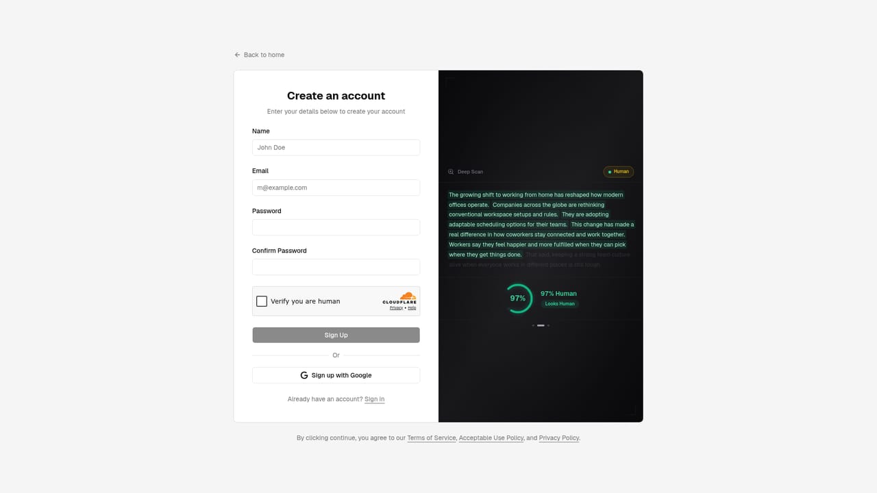 StealthWriter — Create a free account