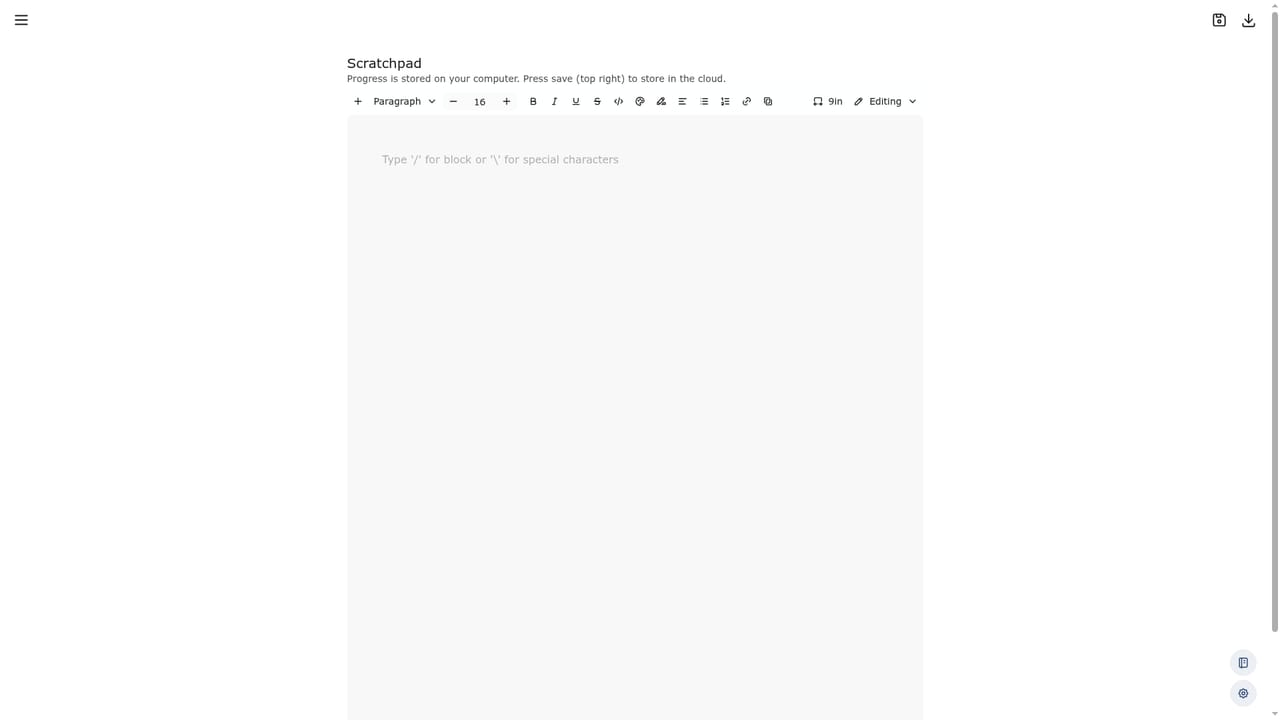 Stempad — Open the editor and start a document