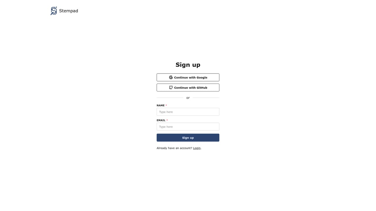 Stempad — Create an account to save and share work