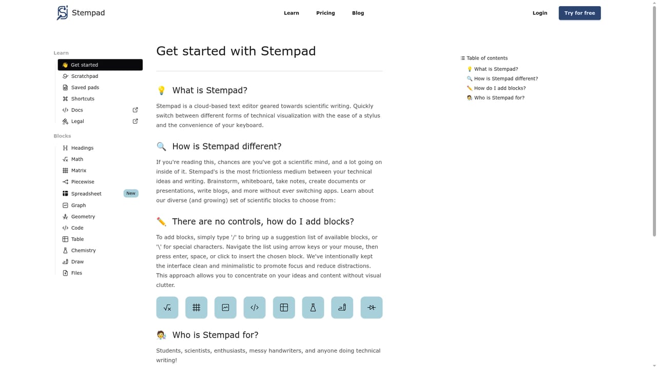 Stempad — Check the learning material and pricing