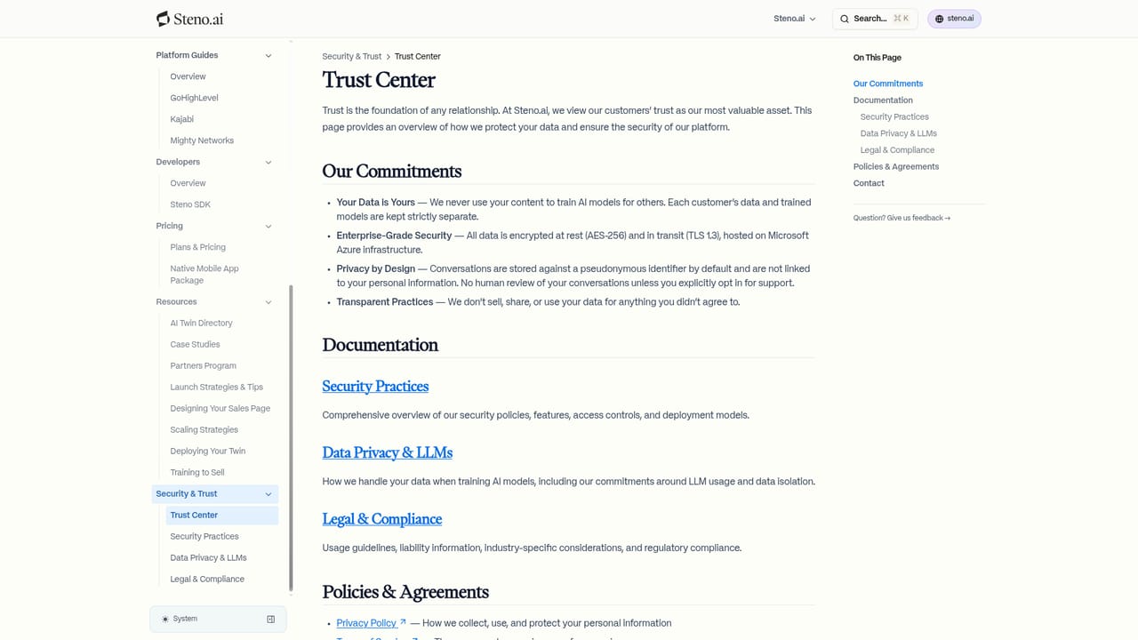 Steno.ai — Review security documentation