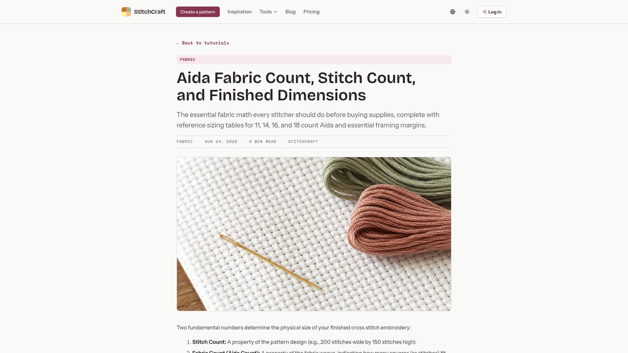 StitchCraft — Check Aida sizing before you buy fabric