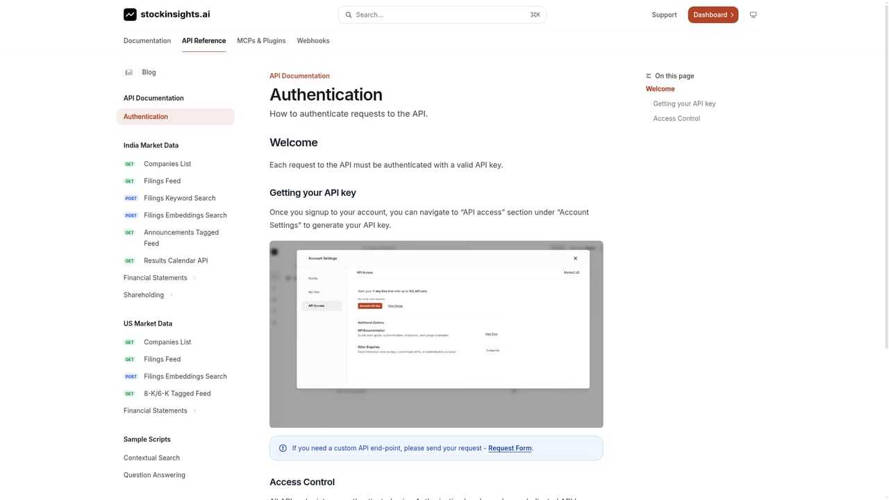 StockInsights — Connect via API for programmatic access