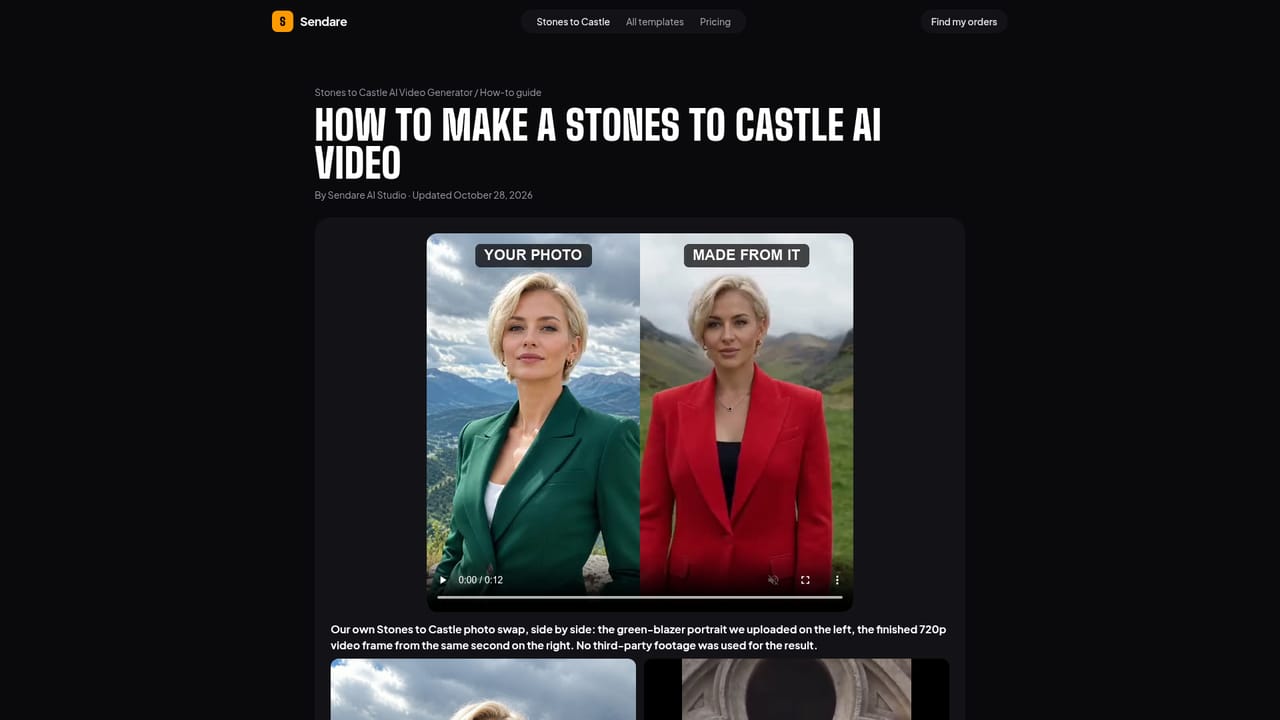 Stones to Castle AI Video Generator — Pass the free photo check