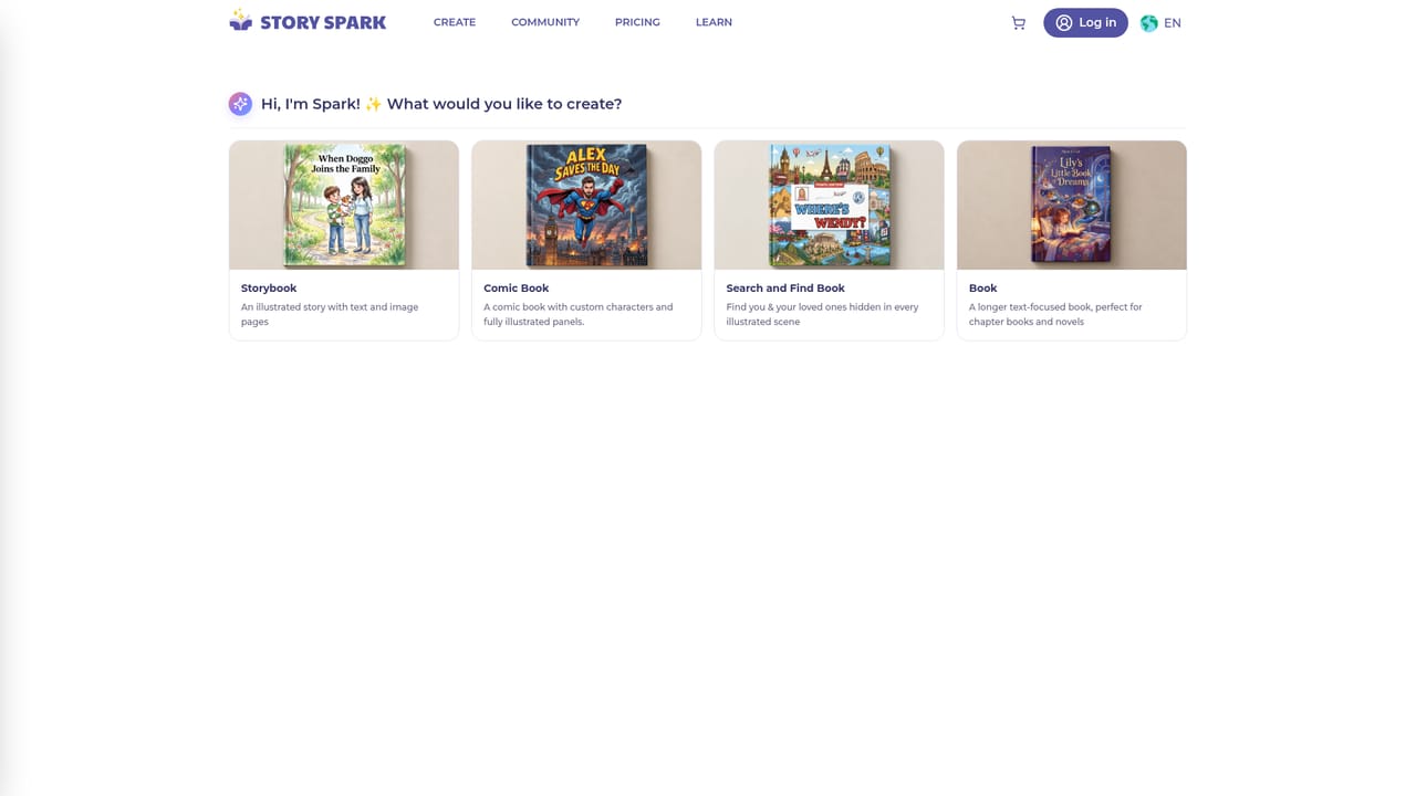 Story Spark — Pick a book format