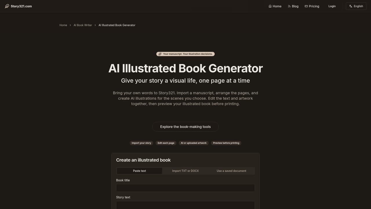 Story321 — Turn a manuscript into an illustrated book
