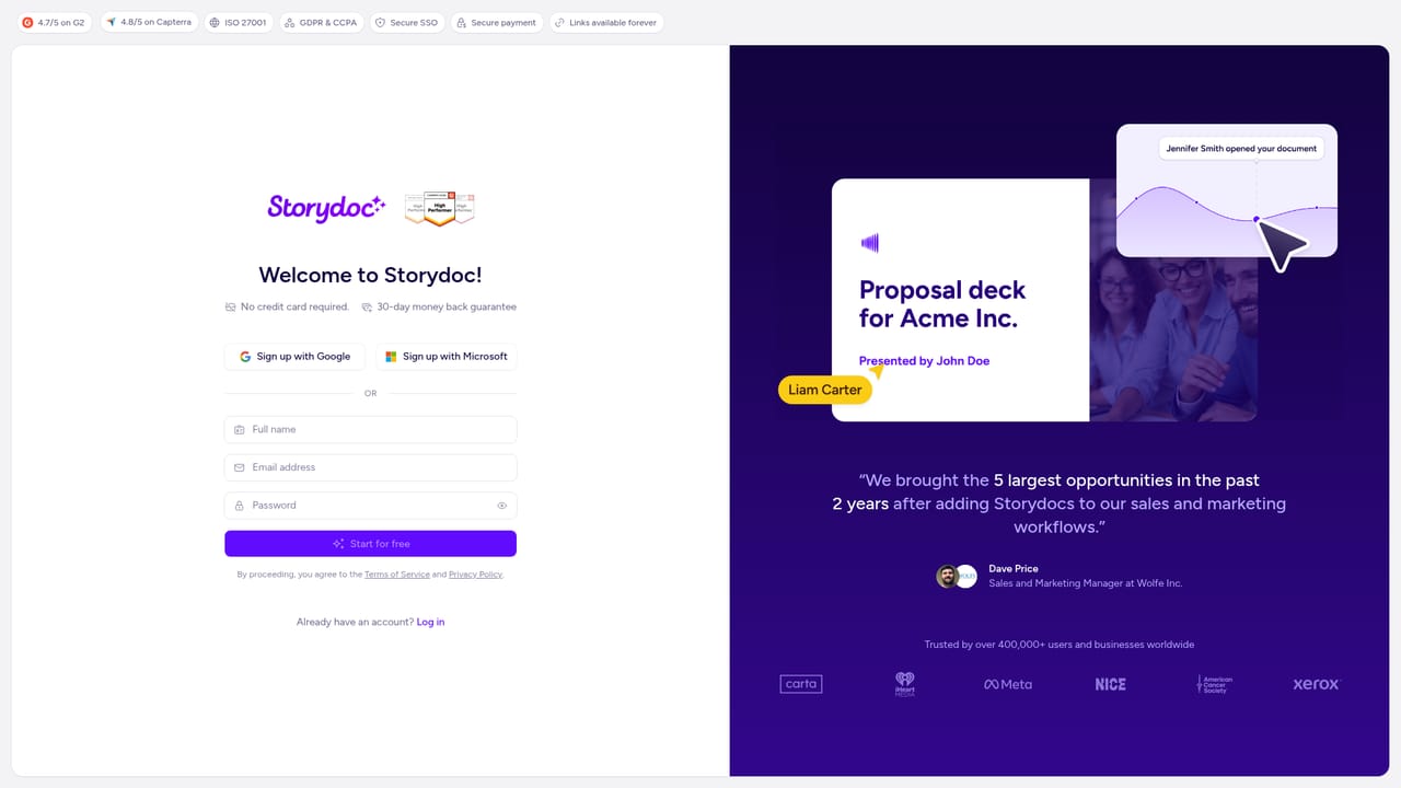 Storydoc — Create a free account