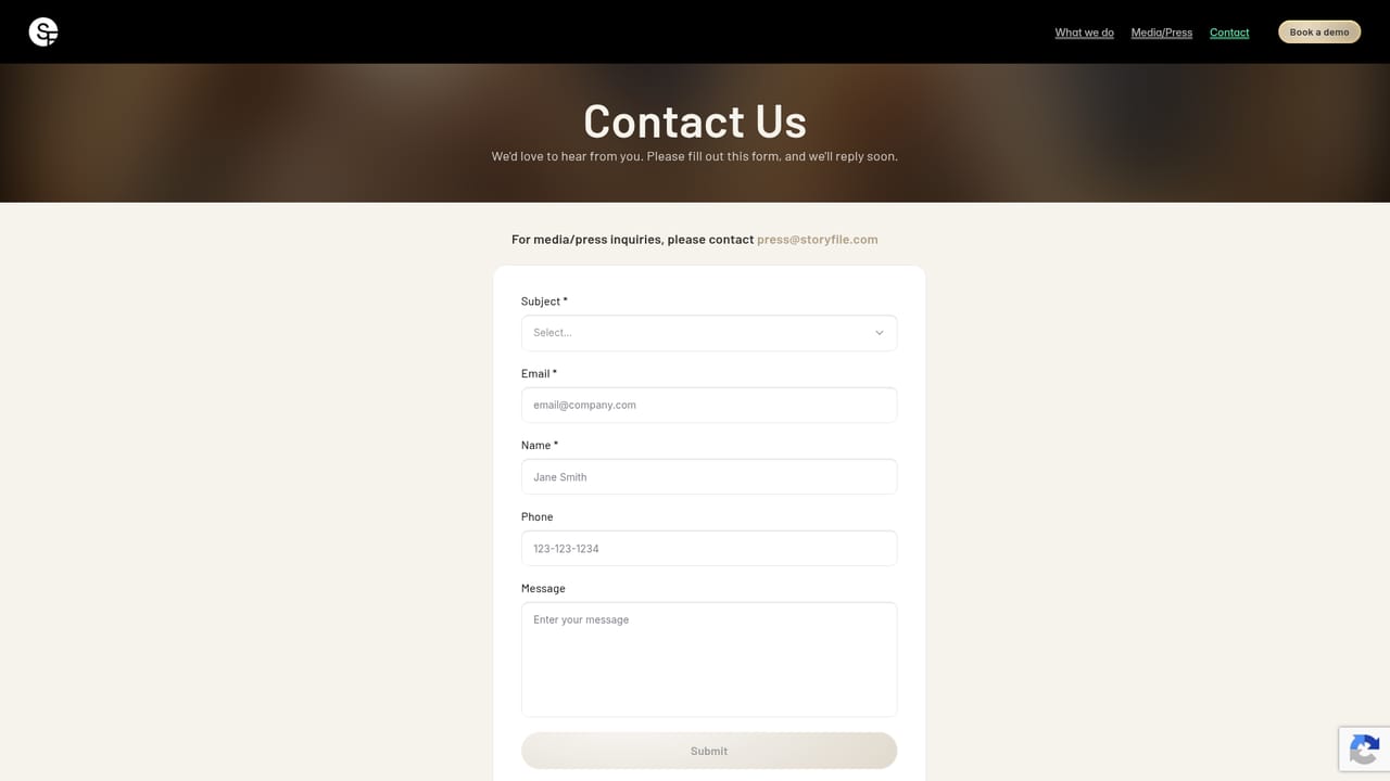 Storyfile — Contact the team for rollout details
