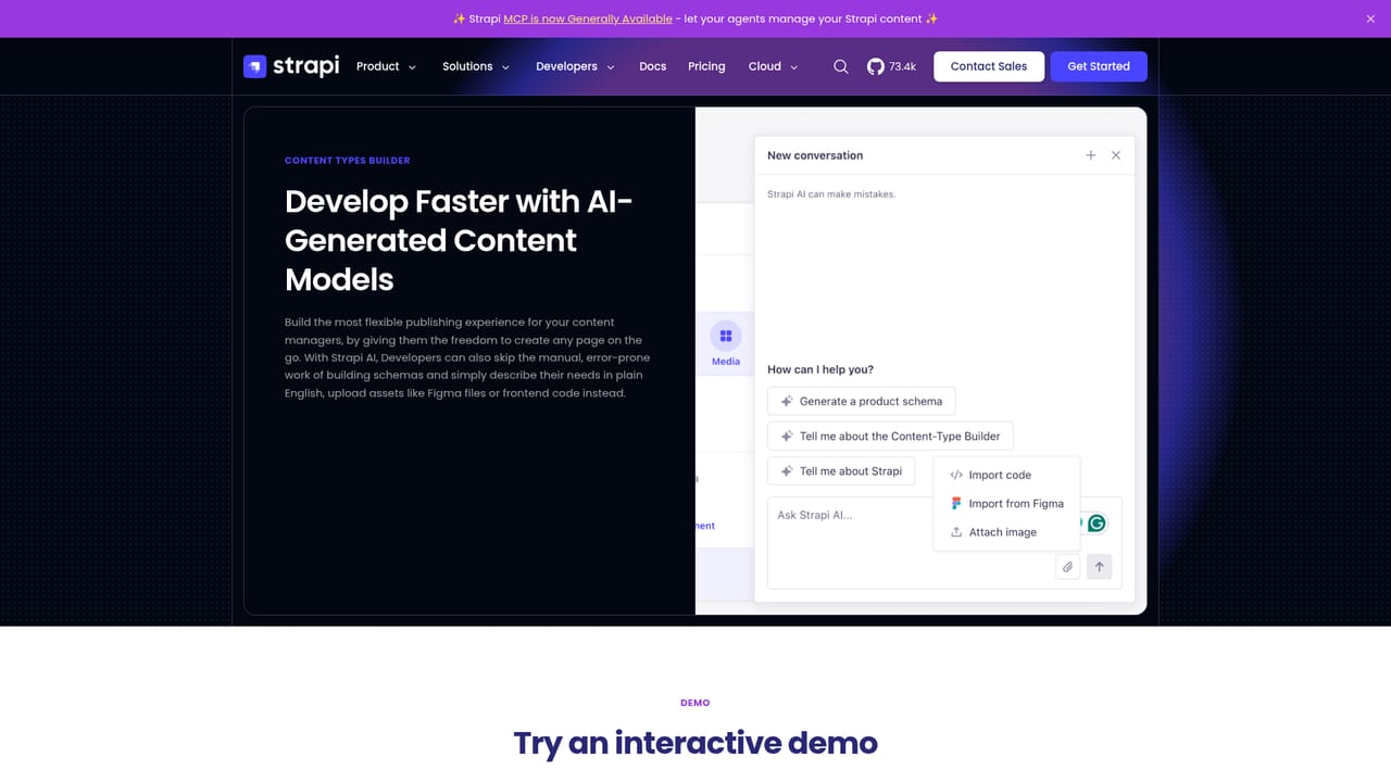 Strapi — Draft a content type by chat