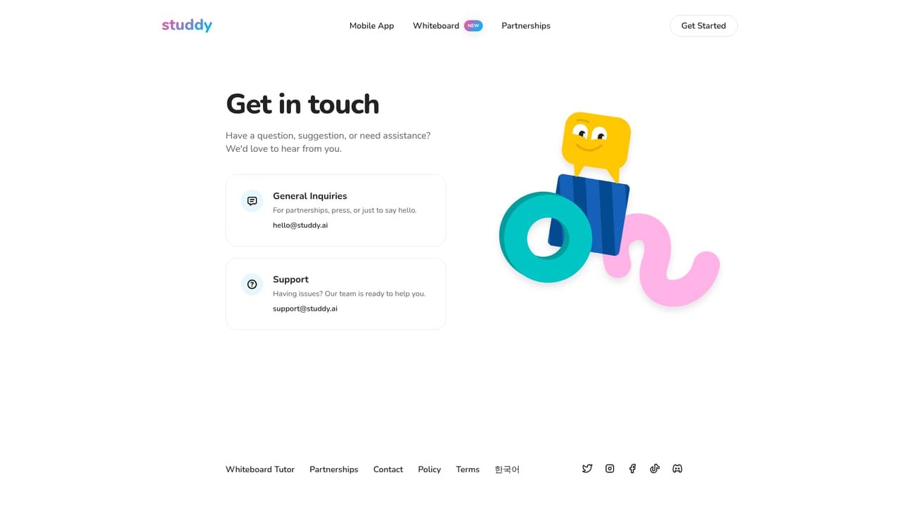 Studdy — Ask about plans, partnerships or problems