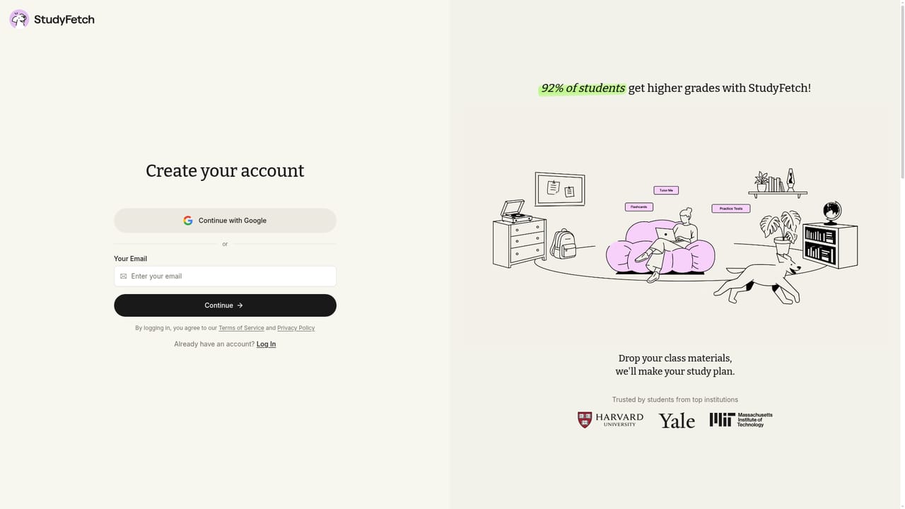 Study Fetch — Create an account