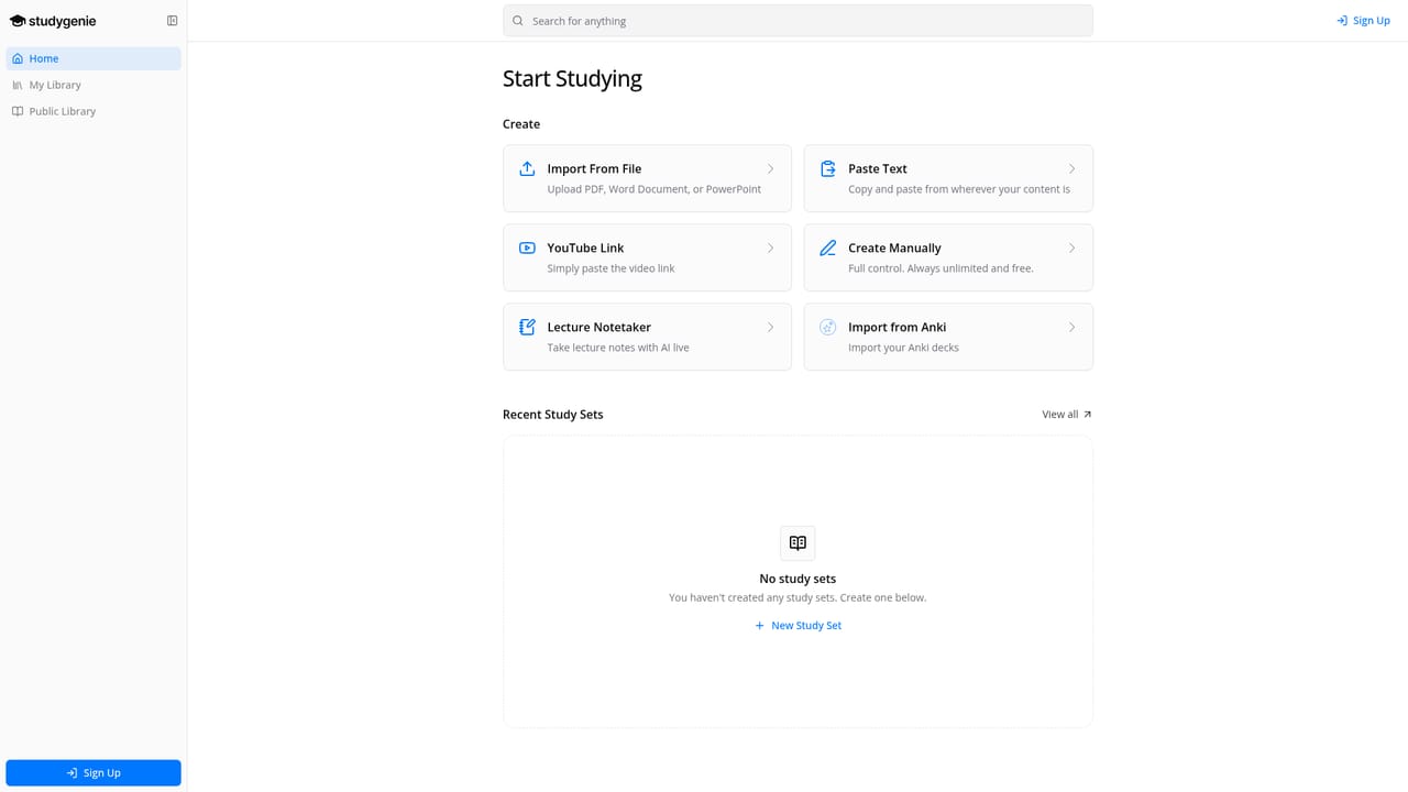 Studygenie — Create a free account