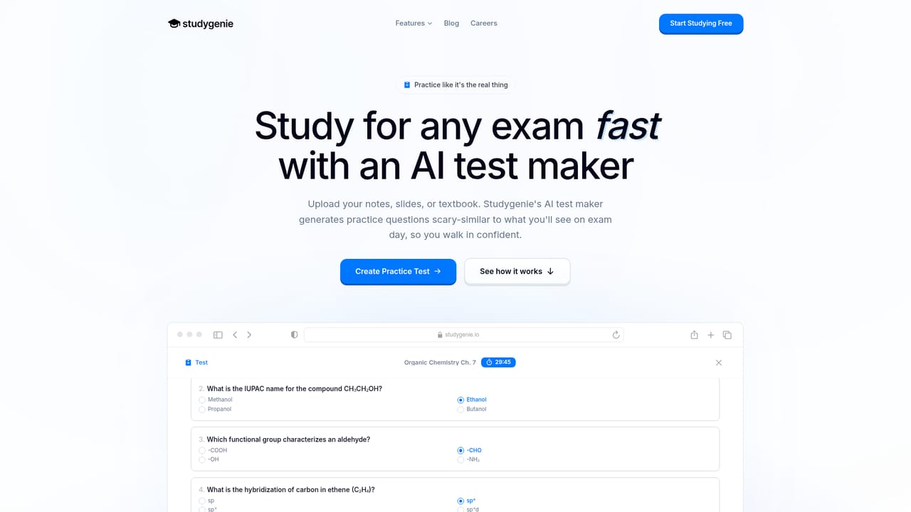 Studygenie — Sit a full practice test