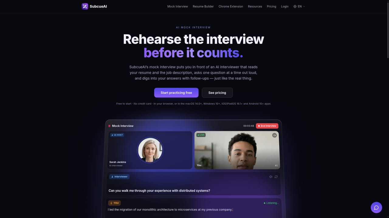 SubcueAI — Run a mock interview first