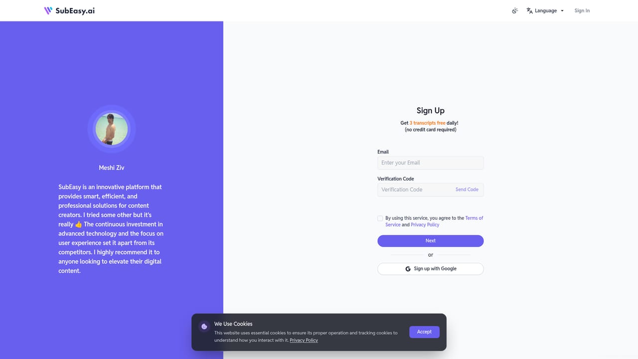 SubEasy.ai — Create a free account