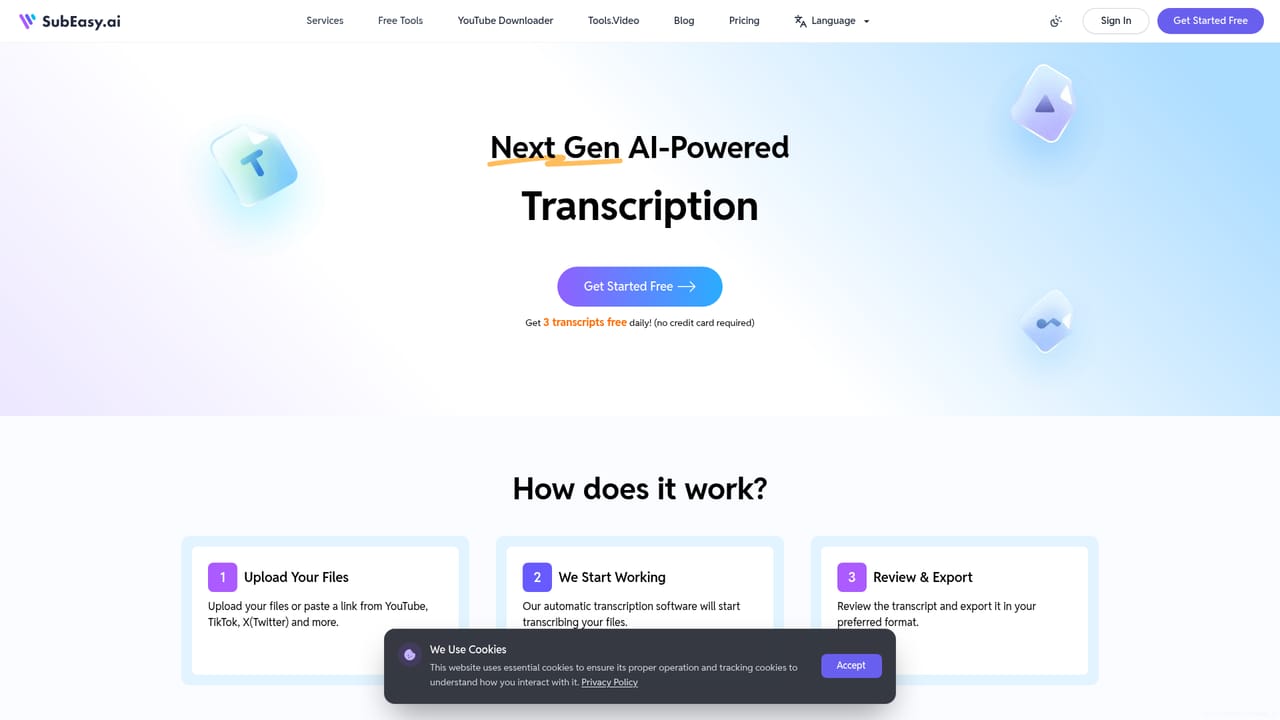 SubEasy.ai — Upload media or paste a video link
