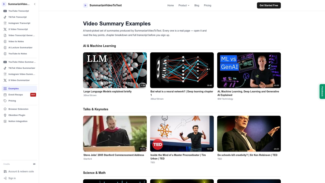 Summarize Video to Text — Try an example first