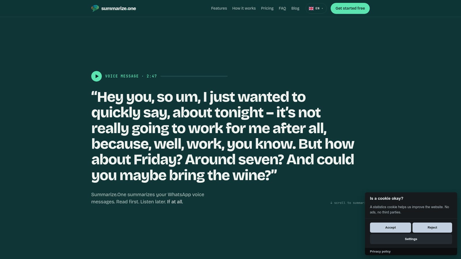 Summarize.one — Open the bot chat in WhatsApp