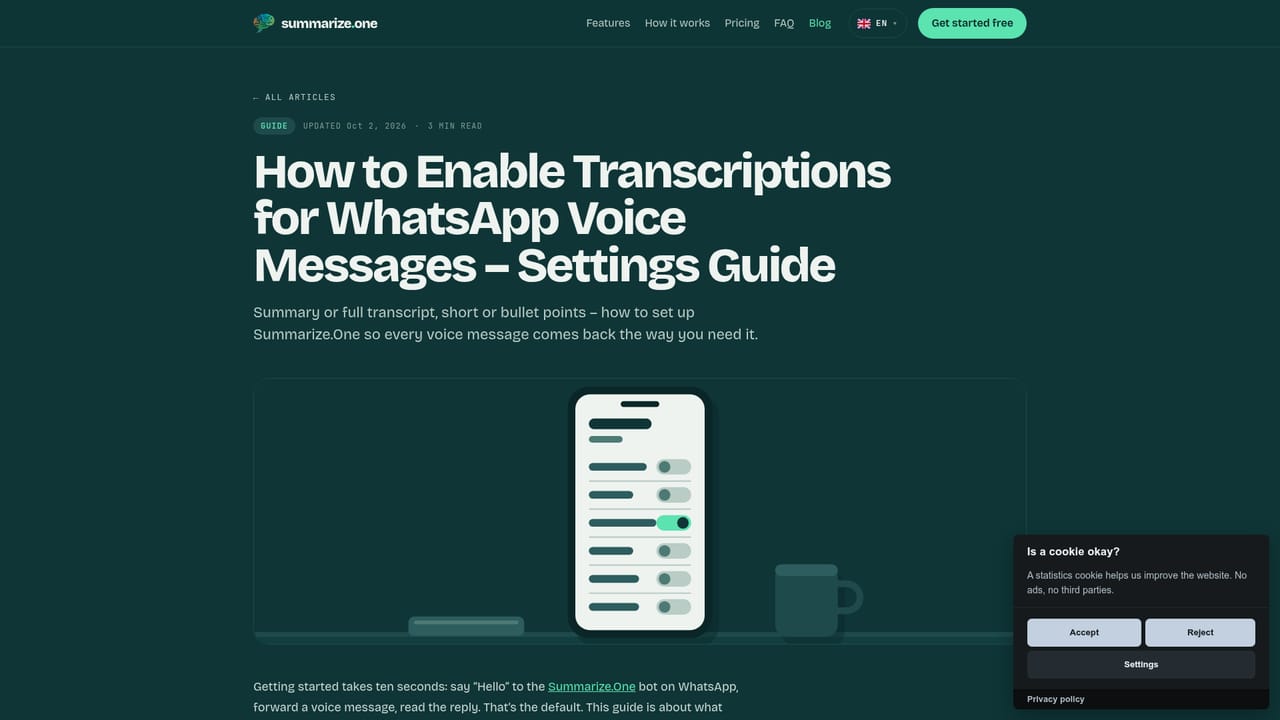 Summarize.one — Read up on translation and PC playback