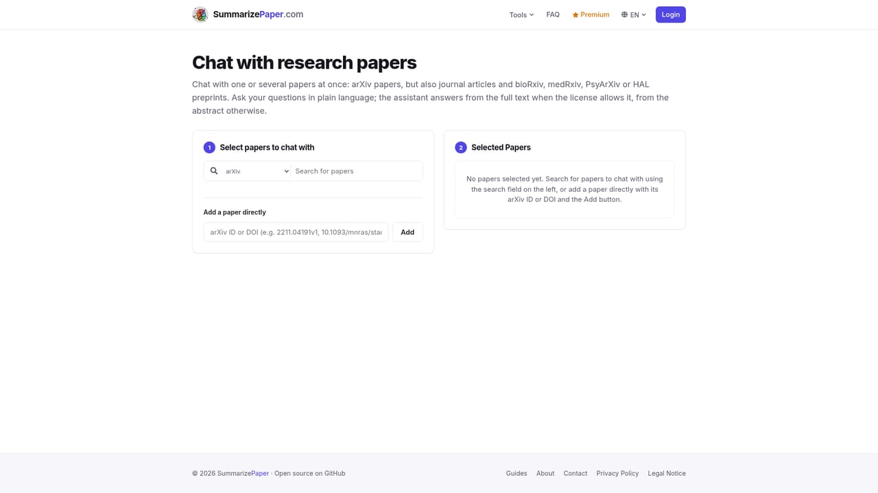 SummarizePaper — Question one or several papers