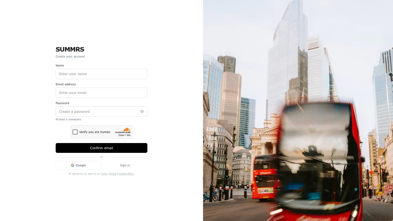 Summrs — Create a free account