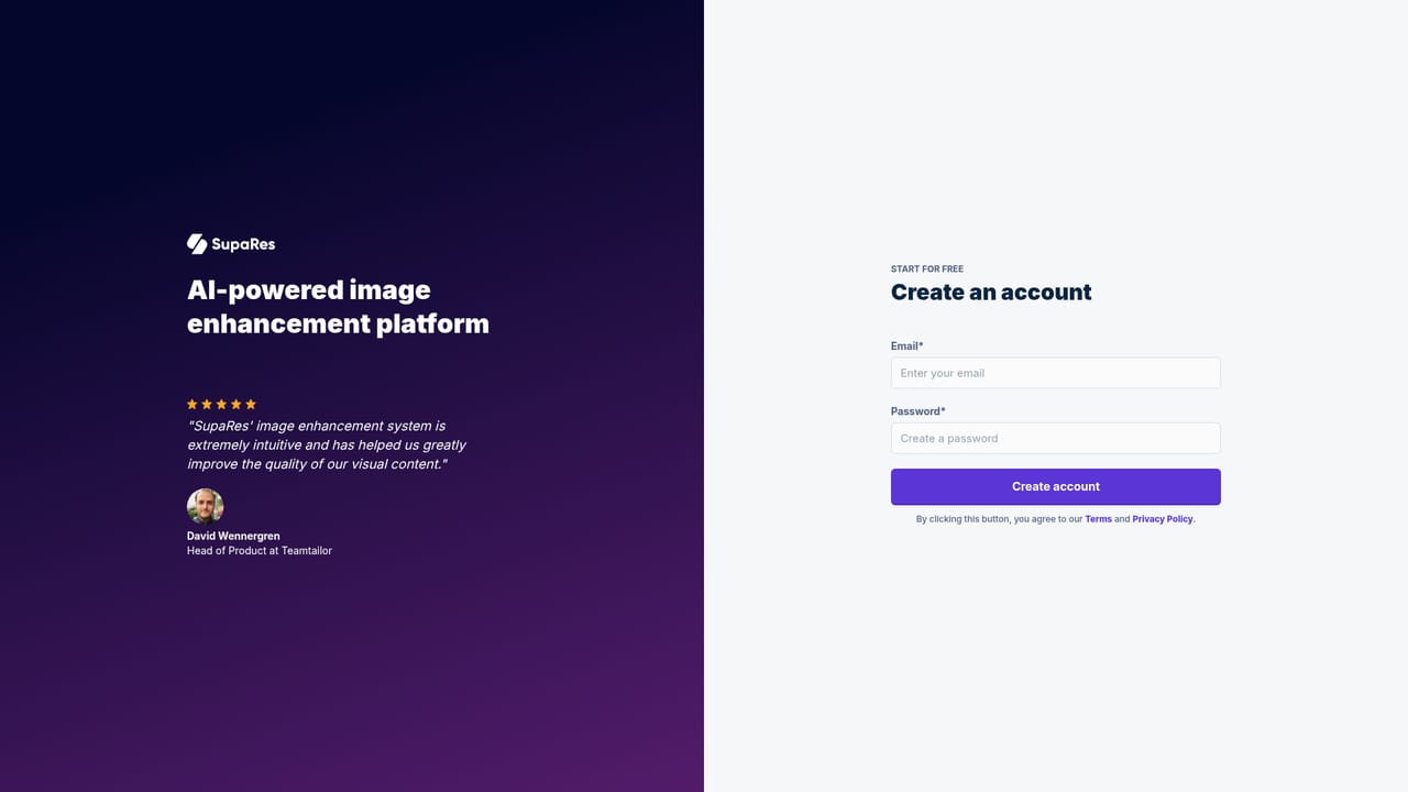 SupaRes AI Image Enhancer — Create a free account