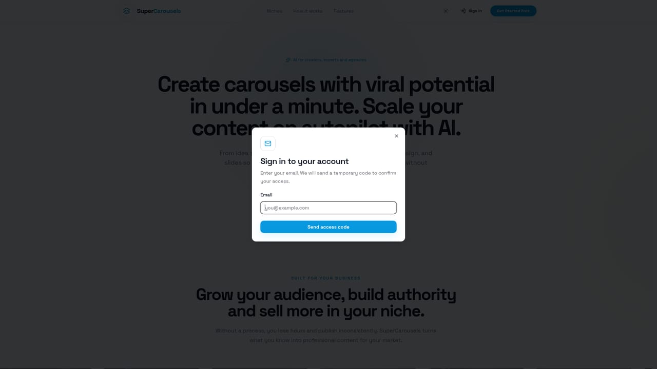 SuperCarousels — Start a carousel from the dashboard