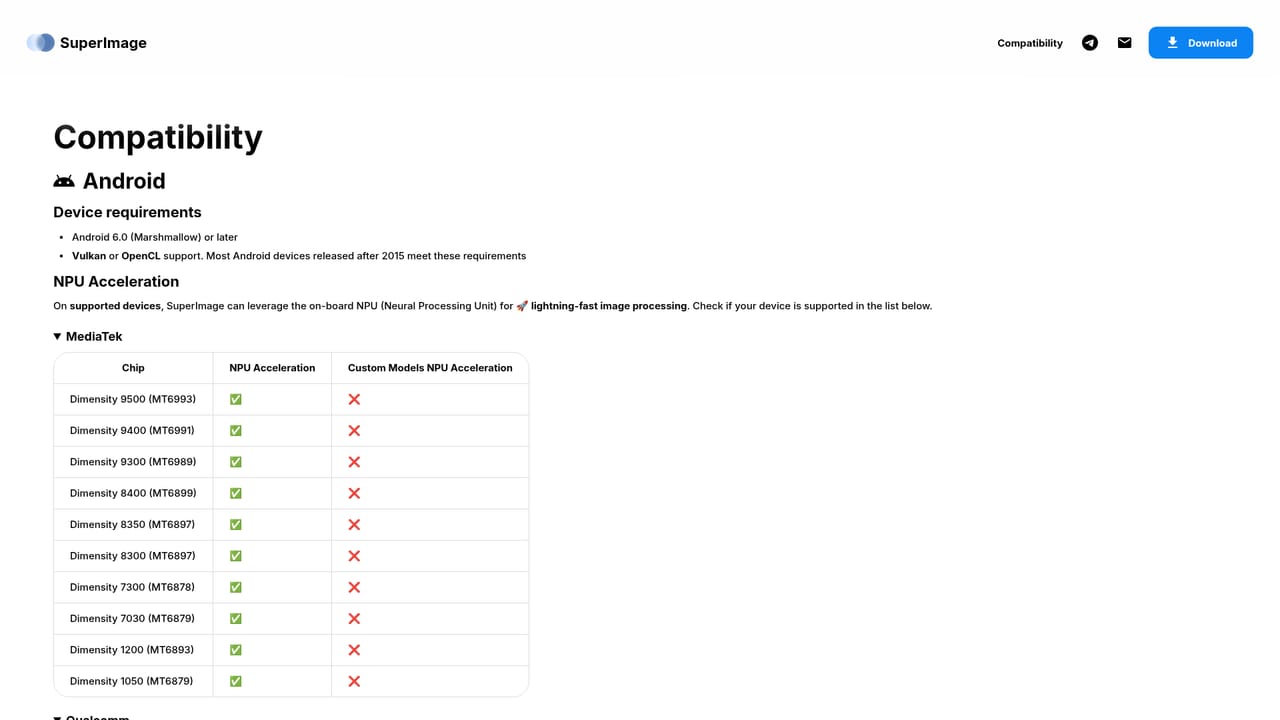 SuperImage — Check that your device is supported