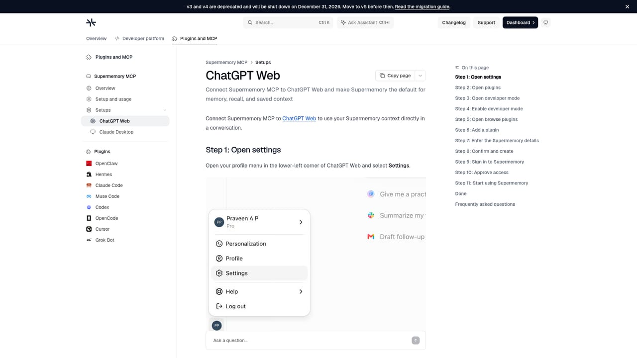 Supermemory — Connect an assistant over MCP