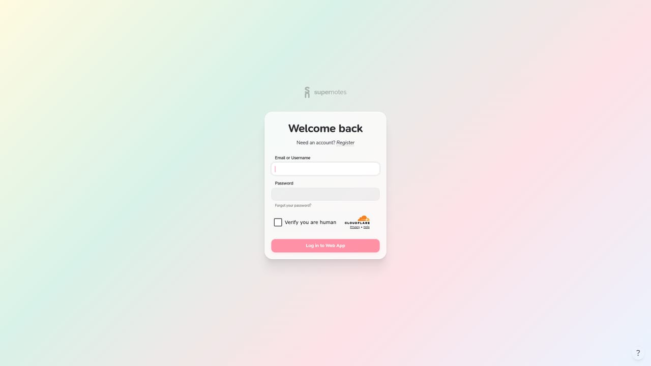 Supernotes — Create your account and get the starting cards