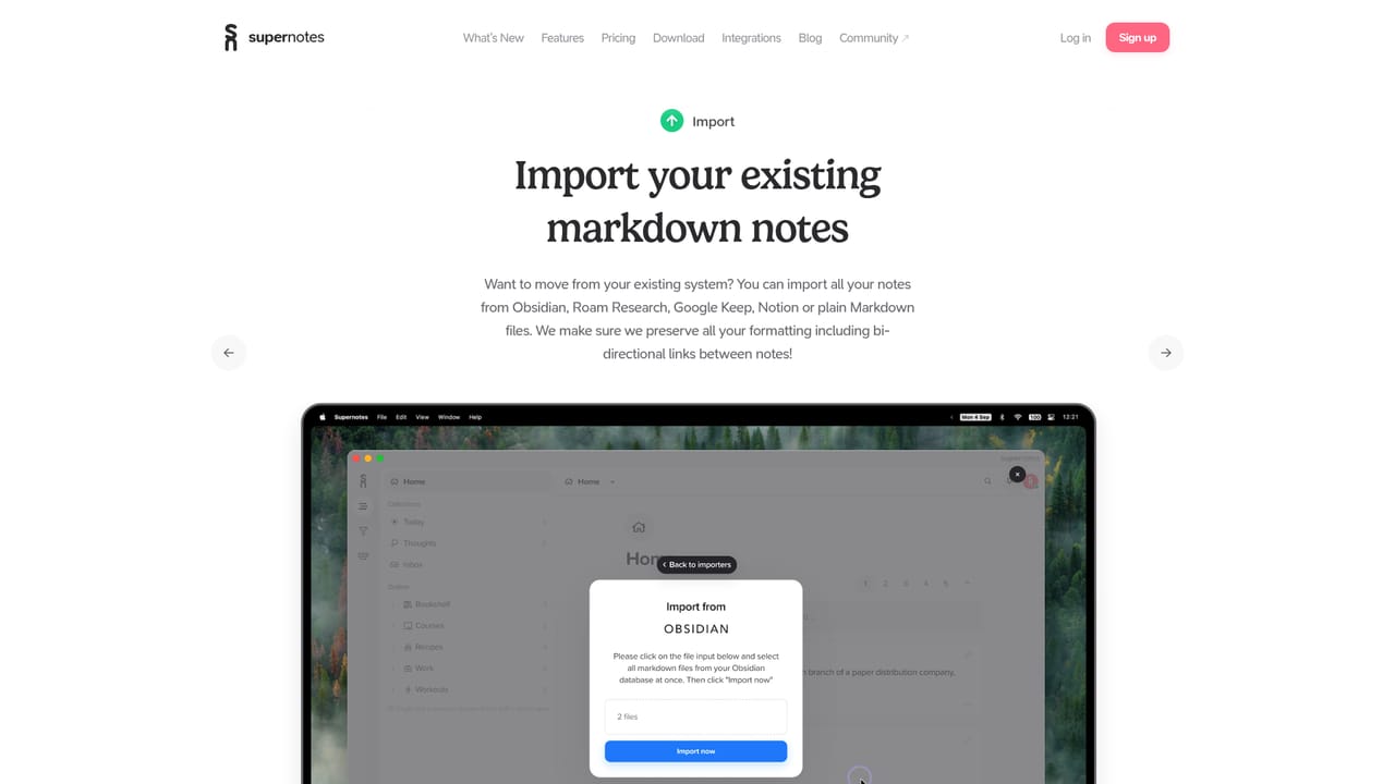 Supernotes — Bring existing notes in