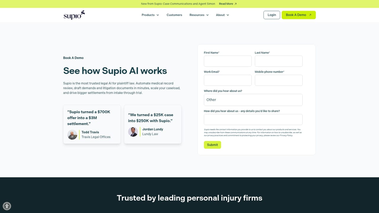 Supio — Book a demo with the Supio team