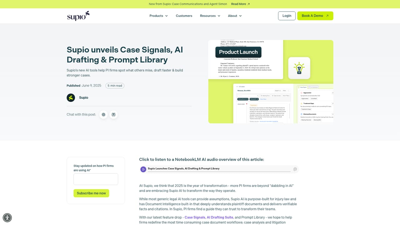 Supio — Set up firm standards and prompts