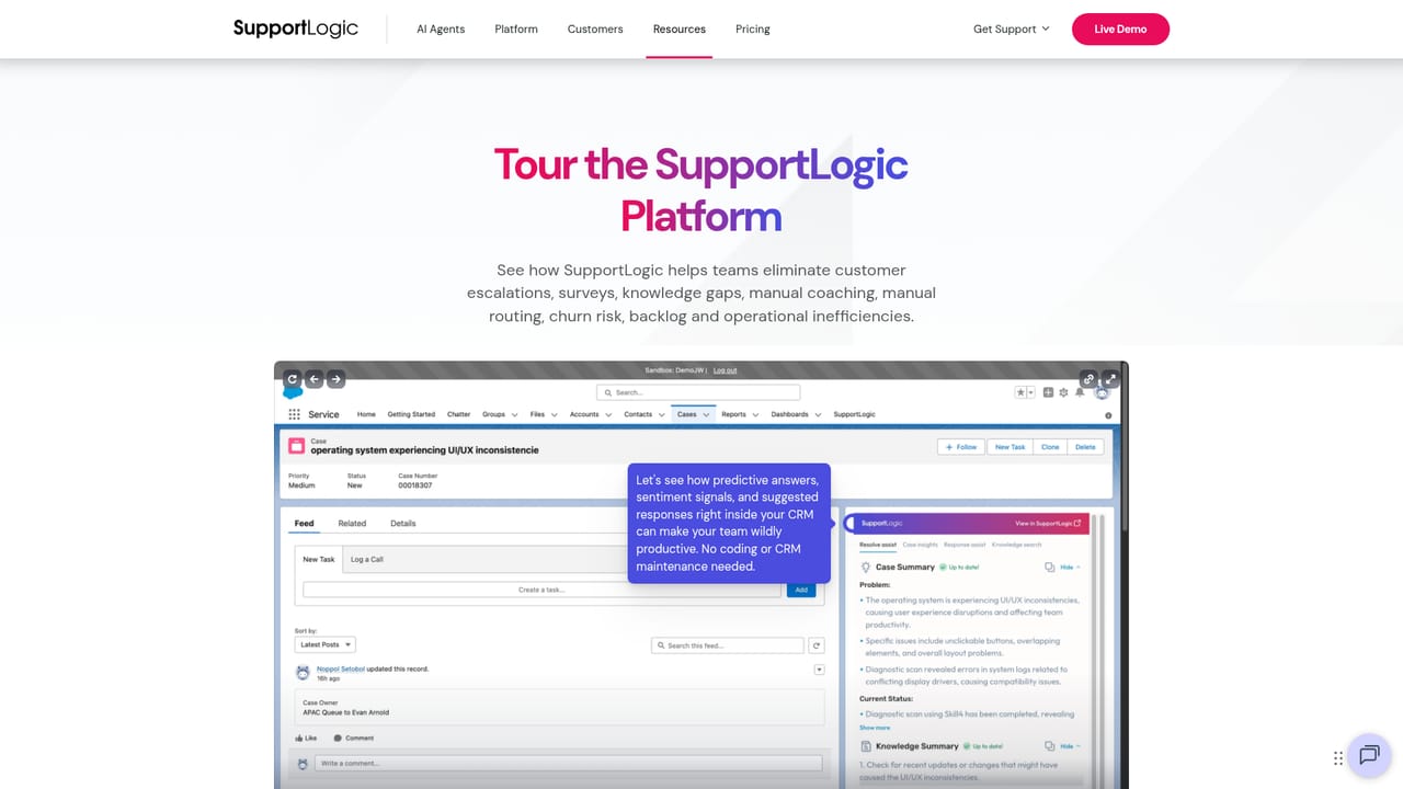 Supportlogic — See the product in action
