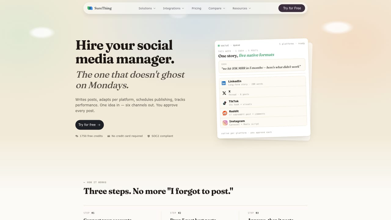 SureThing.io — Run the social media automation workflow