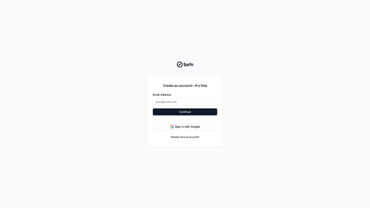 Surfn AI — Create your account