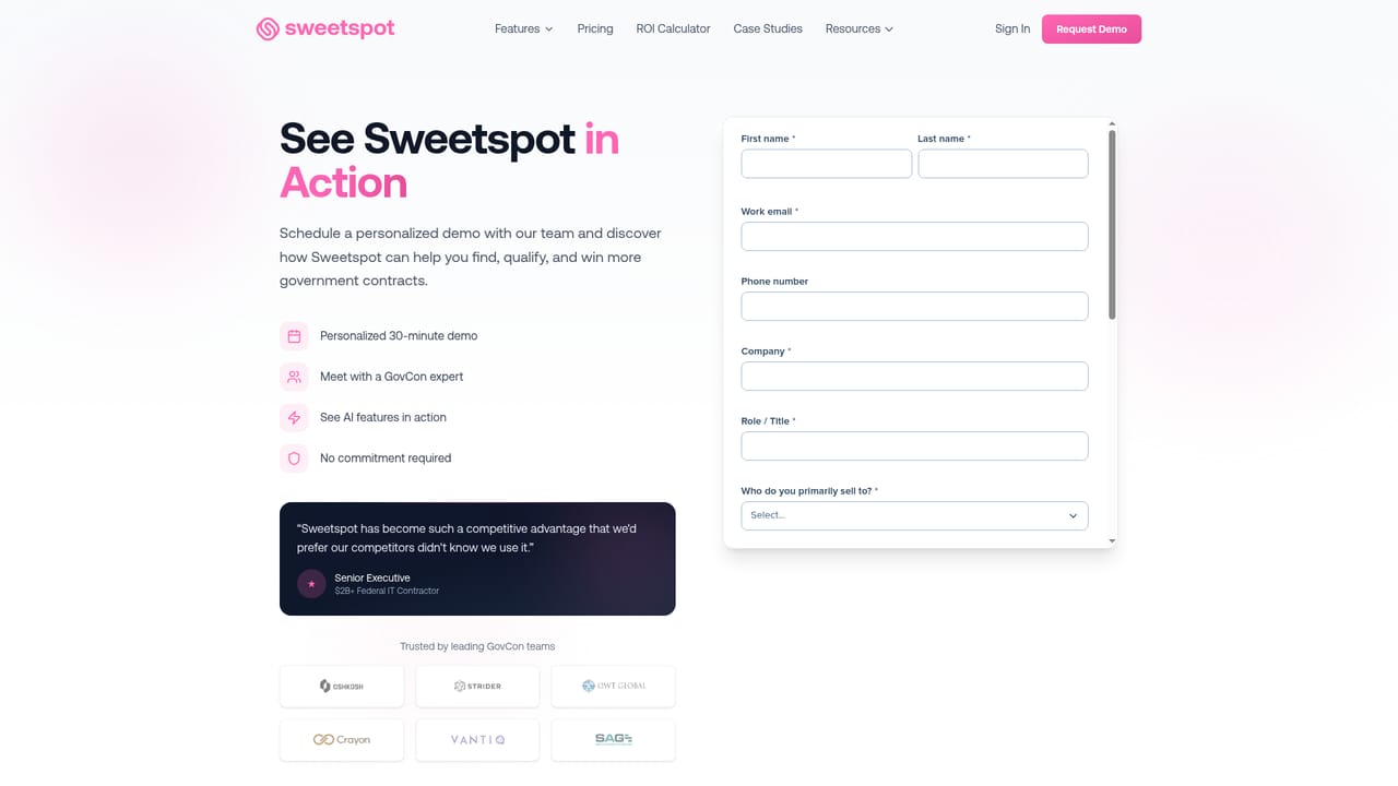 Sweetspot — Schedule a demo