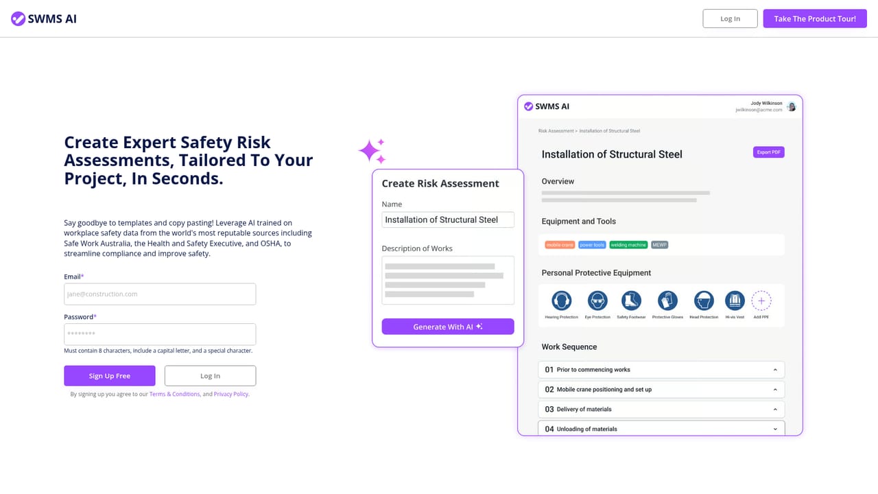 SWMS — Open the app and start a document